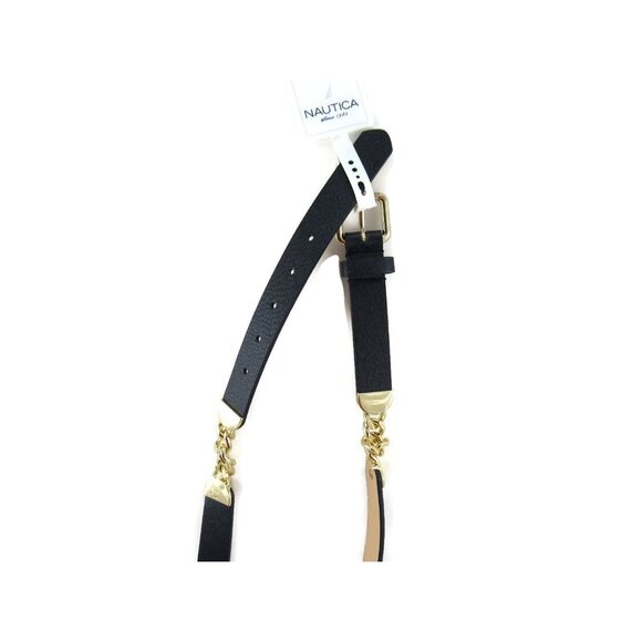 Nautica Women's Accessories Chain Accent Belt Black Size X-Large New - Picture 7 of 7